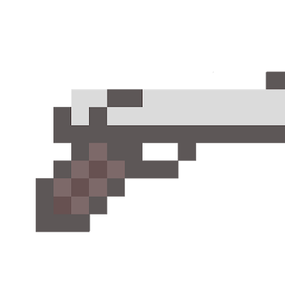 Pixel art revólver pistola jogo com fundo branco