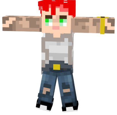 Boy with red hair, singlet and jeans with holes