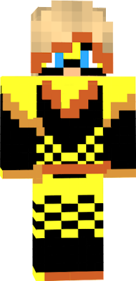 Fire Queen Bee's design features- -a fade to dark red on the gloves and boots -a flame pattern on the yellow in the main outfit -a hardening lava belt with the bee symbol