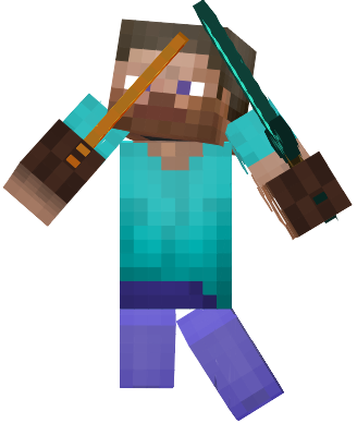 Steve with sword and blaze rod