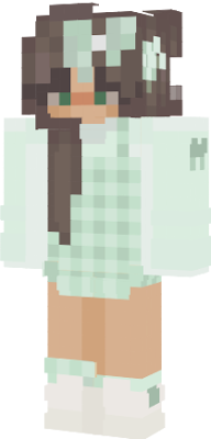 a girl with plaid pastel green overalls