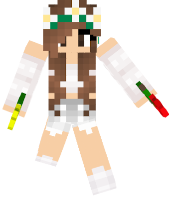 girlfriend of a cool boy ( with muscles , brown- orange hair , black suit ,and gray bandana ) search : skin Minecraft cool boy