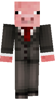 Un cerdito normal con mangas y una corbata burdeos