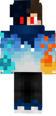 Blue and Orange Fire hands, with a Burnt Face