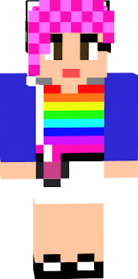 I was bored and decded to make aminecraft skin that show my ersonality and since i love rainbow want pink hair and am currently listnening to music a lot more than usual i made a person like that it might be a it bad but i spent 15-20 minutes n this because i had to rush whilst doing it.