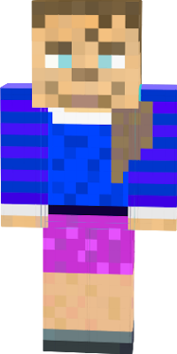 A girl with brown hair, a purple and blue striped shirt, and a pink miniskirt. She is very nice and she loves to explore. This was made on 12/21/15 right after Stephen left for his mission. ;(