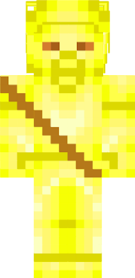 this yellow steve is the yellow steve that became the hero/ rainbow steve, and he saved almost everyone