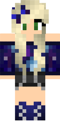 Full navy type of blue outfit with stars and a moon on it she is wearing a bow and pretty shoes ;) Enjoy Plz love <3