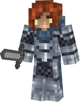A Female knight with ginger hair, brown skin, and hazel eyes. <3