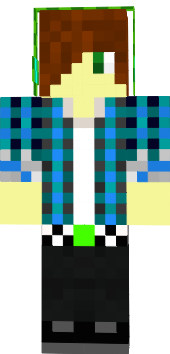 A nice blue plaid, with lime green headphones...