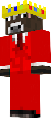 the cow skin but with a red suit