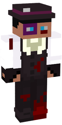 a beat up mincraft skin with a 1900 hundreds tie and a fedora