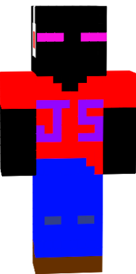 An enderman in s red shirt and blue pants.