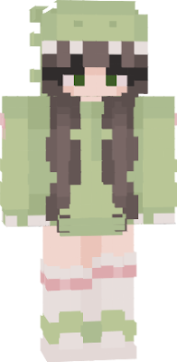 Green Dino Girl Brown Hair