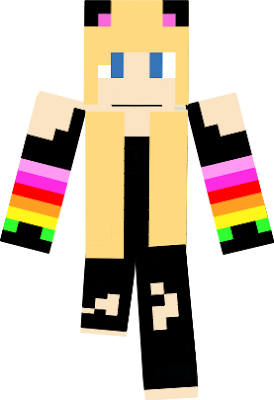 it is my first animated skin i hope u like it out is rain sleves top and with ripped jeans and a cute kitty hairband and a black and pink head phone