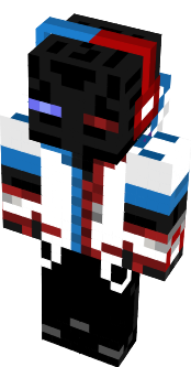 An enderman with a blue and red hoodie