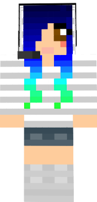 Go rock your mc servers with this beautiful gurl! with green fading into dark blue hair! and, also a cow on the back