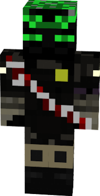Enderman with green eyes, big wounds and souldier