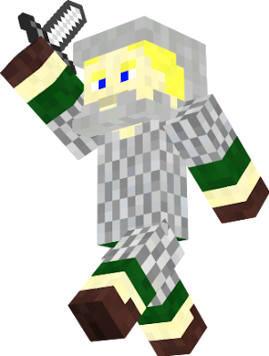 A generic Knight with Chainmail armor and green clothing. Leather Gloves included.