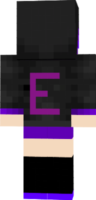 purple haired girl with E on sweater