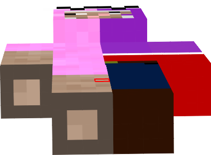 This skin has a mashup of Youtubers: Exploding TNT, Pink Sheep, and Pruple Shep
