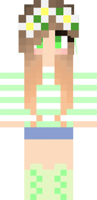monthsjanuary thursday 11,2024 shrit white green shy girl and cute with flower crown, light green striped white hoodie and lime shoes may time 11:02 am