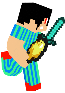 Guy in a pajama running away with a Diamond Sword and a Golden Apple.