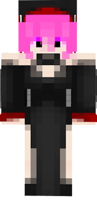 Black Dress, Black, Red Trim, Red, Pink Hair, Pink, Purple, Purple eyes, Gothic, Fantasy