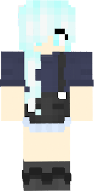 This is Sapphire! A blue haired fox girl WHO'S HAIR I AM STILL LOVING! Wearing a overall skirt with a long blue sleeve shirt and black shoes with grey socks! I hope you all like this skin, cause I am really excited to show my fwends it! ~SaffhireFox (Now known as SapphiricFox)