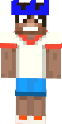 These cool clothes are as realistic as you can get for Minecraft! 3D looking shoes , bottom of the shorts, top of the torso, tatoo and a BLUE PARTY HAT!