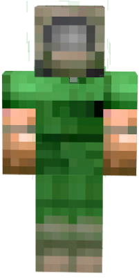 Doom guy,a brutal man that who killing demons,but he teleport to minecraft to kill ender Dragon.