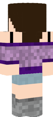 she is a girl I made her myself and she has grey boots blue pants and a purple shirt enjoy!