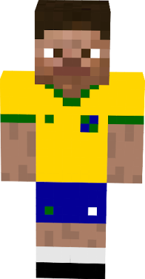 Steve com o uniforme da seleção brasileira de futebol.