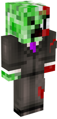 Creeper skin with half TNT in a suit with a pink tie.