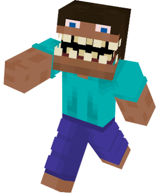 he is a scary meme steve to troll your friends and randoms in hypixel i mean just look at his teeth