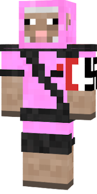 La oveja del ejercito  color rosa de forma humanoide