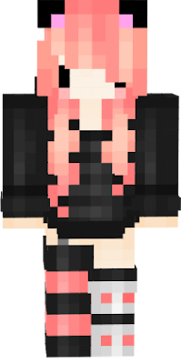 Pink-haired-cat-chibi-girl-minecraft-skin