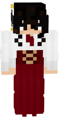 brown hair, brown eyes, red skirt, red tie, embroidered, hair jewelery, white shirt
