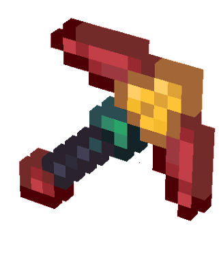 An pickaxe themed after the Minecraft Sniffer!