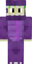 My own made skin,A purple dinosaur with a green-haired teenager inside it :)