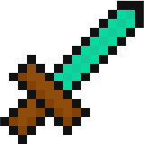 A diamond sword from the Awesomeness Texture Pack.