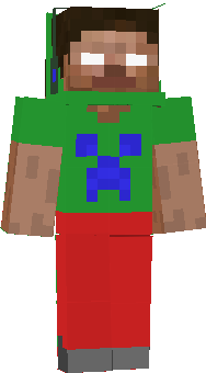 Herobrine as a kid with a blue creeper face hoodie