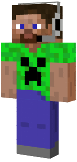 A Steve with headphones and a creeper T-shirt!