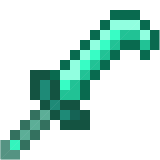 Made of Turquiose , requires a curved blade and a stick. Curved blade made by 6 turquoise on the left side of the crafting table and another piece of turquoise in the right, top corner. Put 1 stick in the middle, bottom slot and the curved blade at the top of it.