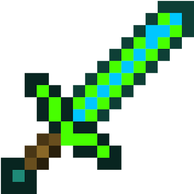 Green Glowing Sword In A Minecraft World Background, Pictures Of A
