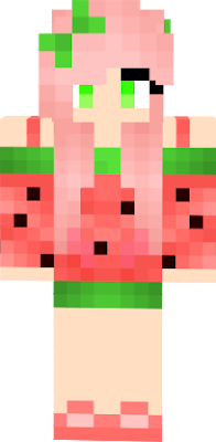 A cute girl dressed up to look watermelonish