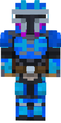 A blue mandalorian who is part of a mandalorian tribe