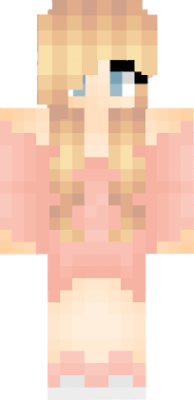 A blonde girl with a pink dress