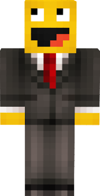 a skin tem pele amarela e roupa preta e uma gravata vermelha
