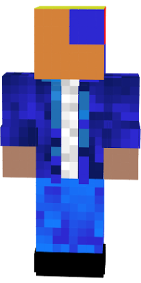 Minecraft character with a Rubiks cube on the head.